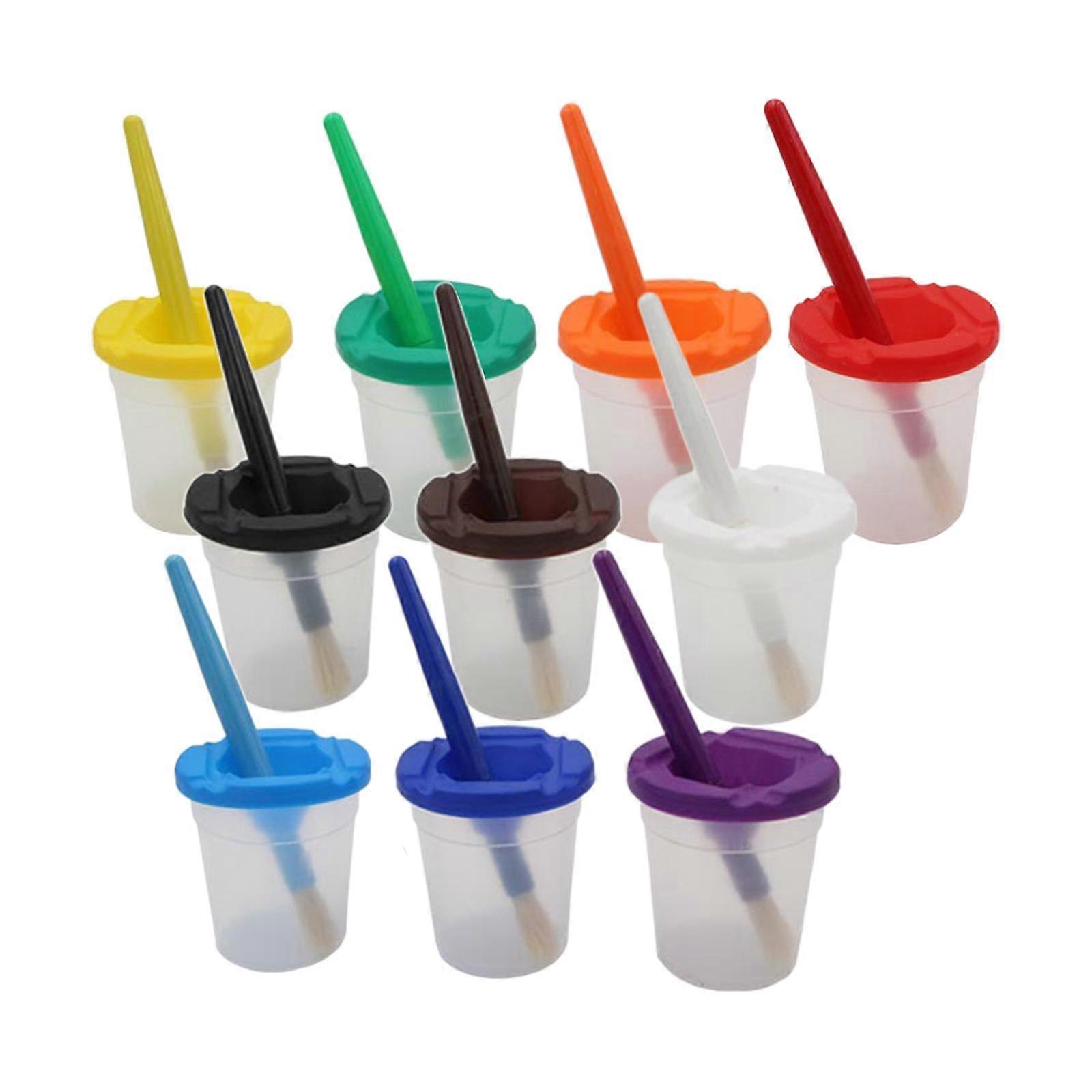 10 Pieces Paint Cups and Assorted Colored Brush