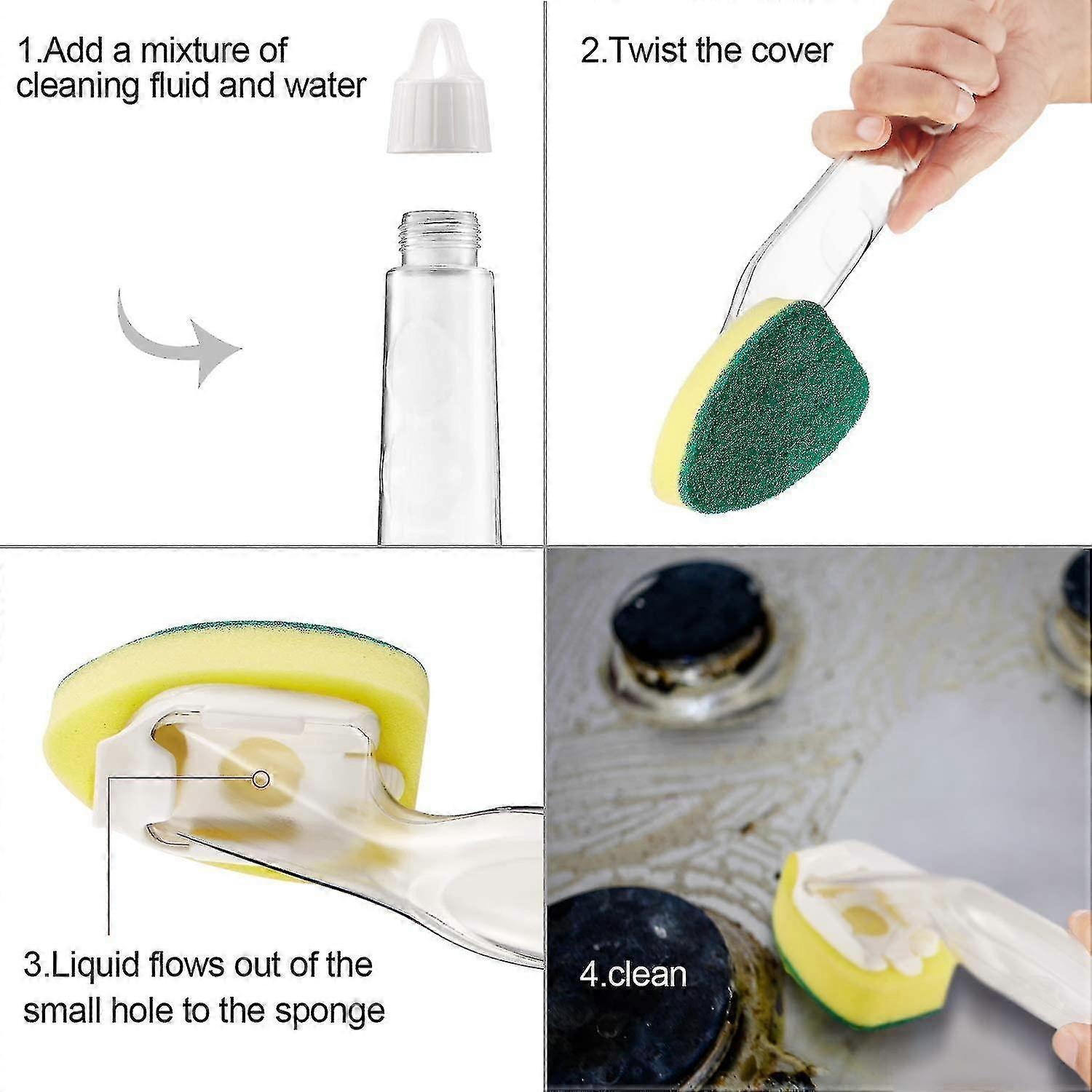 Dish Wand Dish Sponges With Handle, 1 Dish Wands And 7 Refill