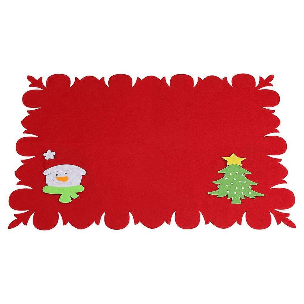 Table Placemats Non-Woven Fabric Pad for Christmas Dining Table Mat with Durable Water-Resistant Design in Red and Green