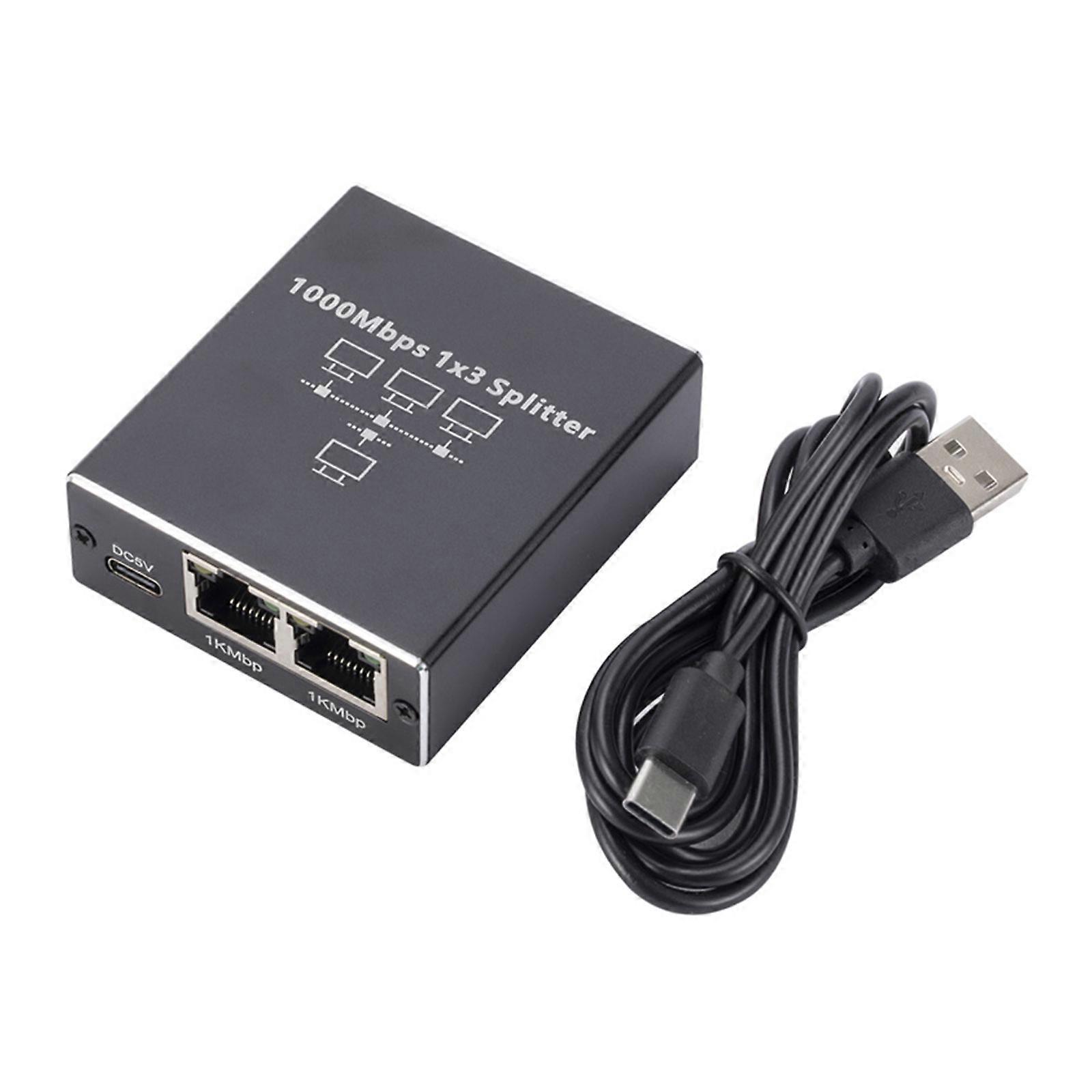 Efficient Networking Solution 1 to 4way/3way RJ45 Ethernets Splitters with USB Power Cord for Multiple Device Connection