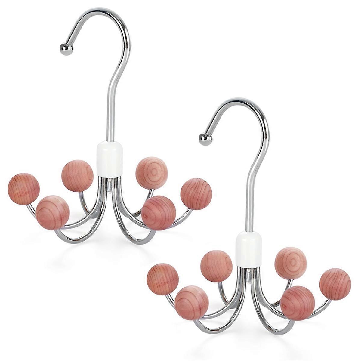 Hoodie Hangers 2-Pack with 6 Balls, 360Swivel Purse Hanger, Scarf Hanger, Closet Hooks, Handbag Or
