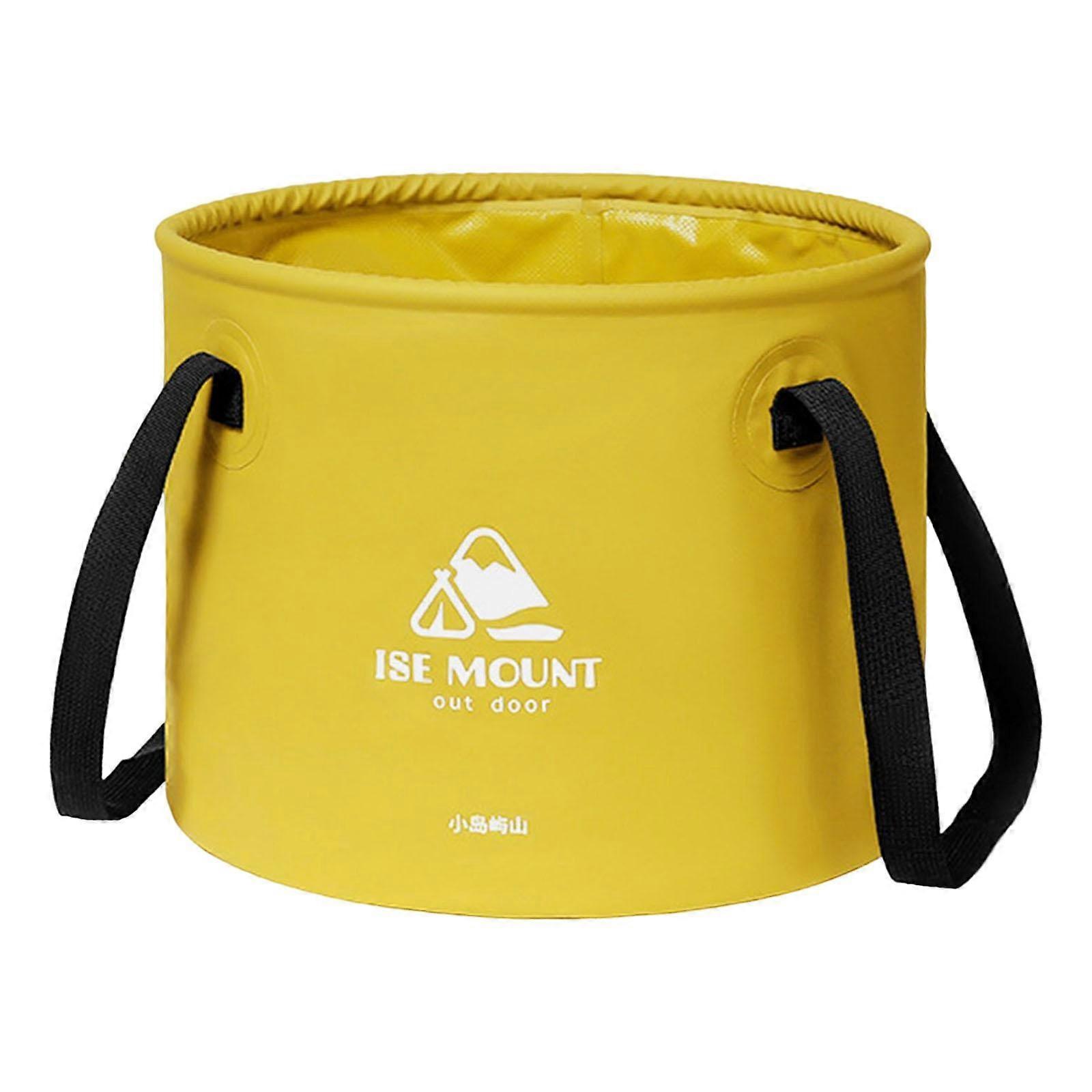 דלי מתקפל עגול 10 ליטר מיכל מים עמיד למים לנסיעות טיולים צהוב