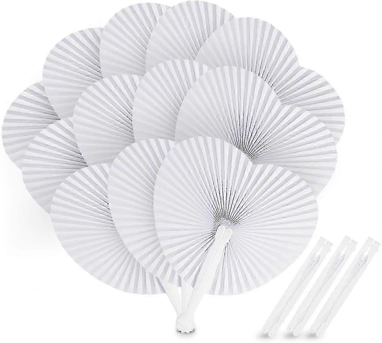 24 pcs wedding paper fans heart shaped white paper fans foldable pocket fan for wedding favor party bag filler