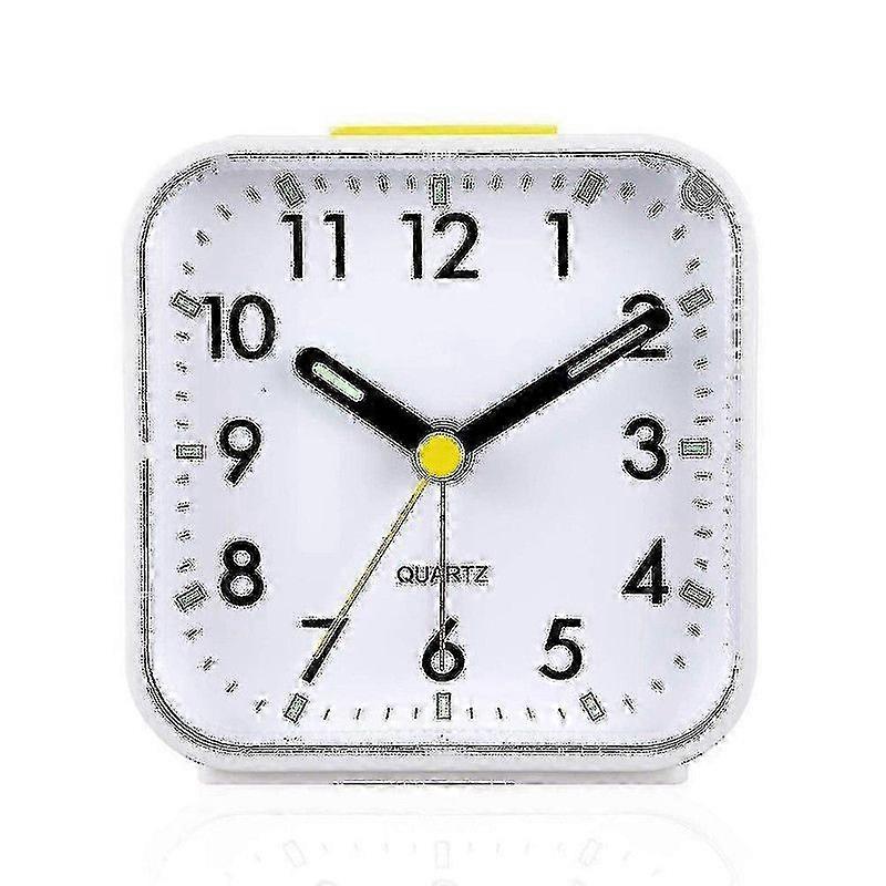 Silent Analog Alarm Clock Non Ticking, Gentle Wake, Beep Sounds--White