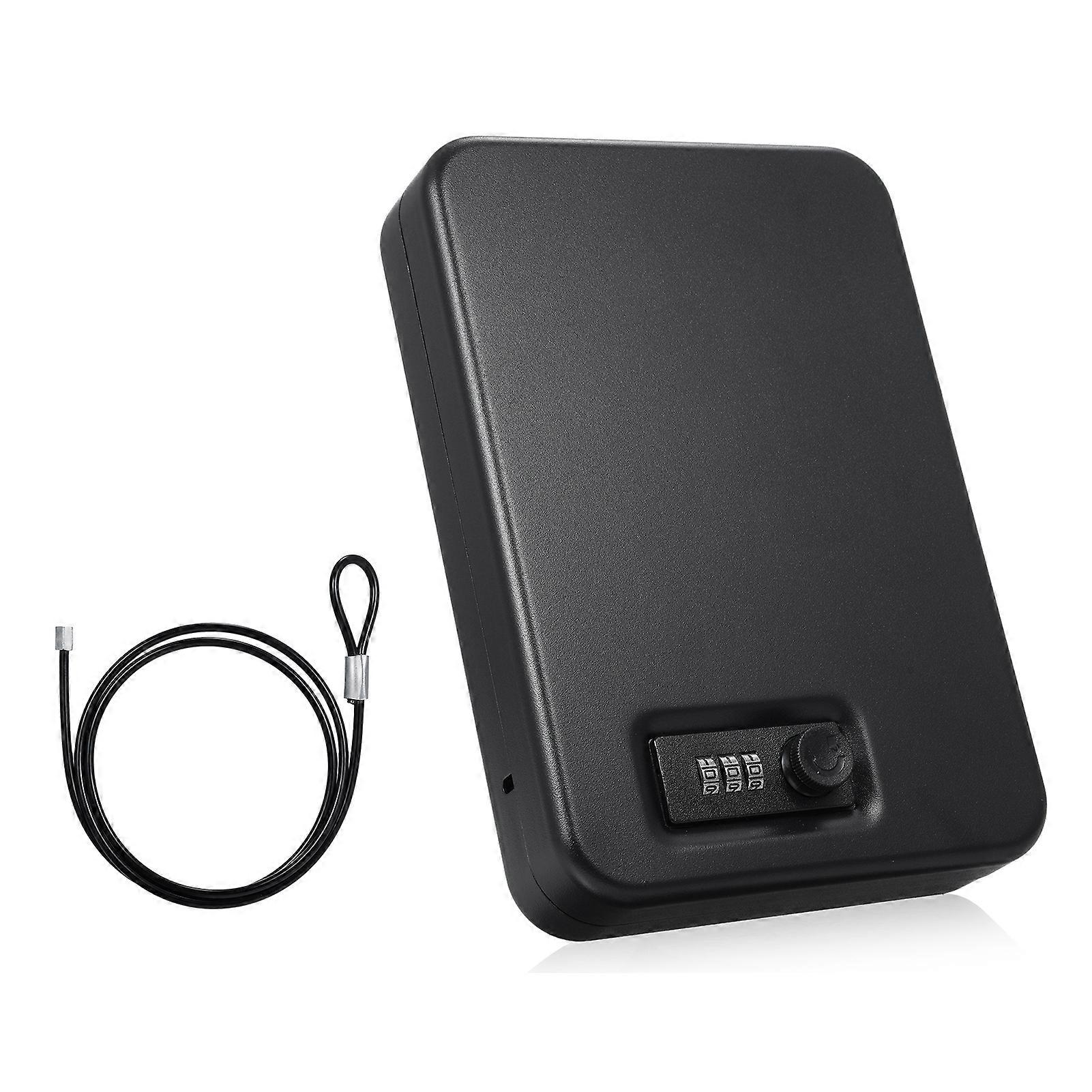 Small Safe Box Portable Travel Lock Storage Cabinet 3-digit Password Case with Security 3Ft Steel Cable Sturdy Structure Anti-scratch Foam Lock for P