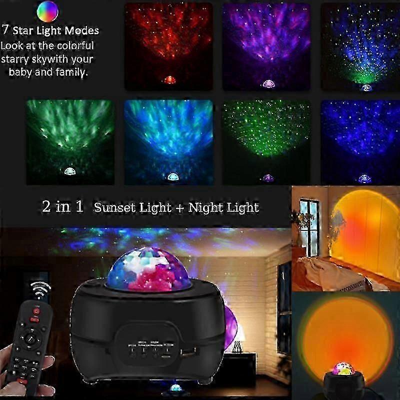 Sunset Projector Lamp Starry Sky Light Ocean Wave Projector Night Light USB Remote Music Speaker Child Decoration for Home Lamp