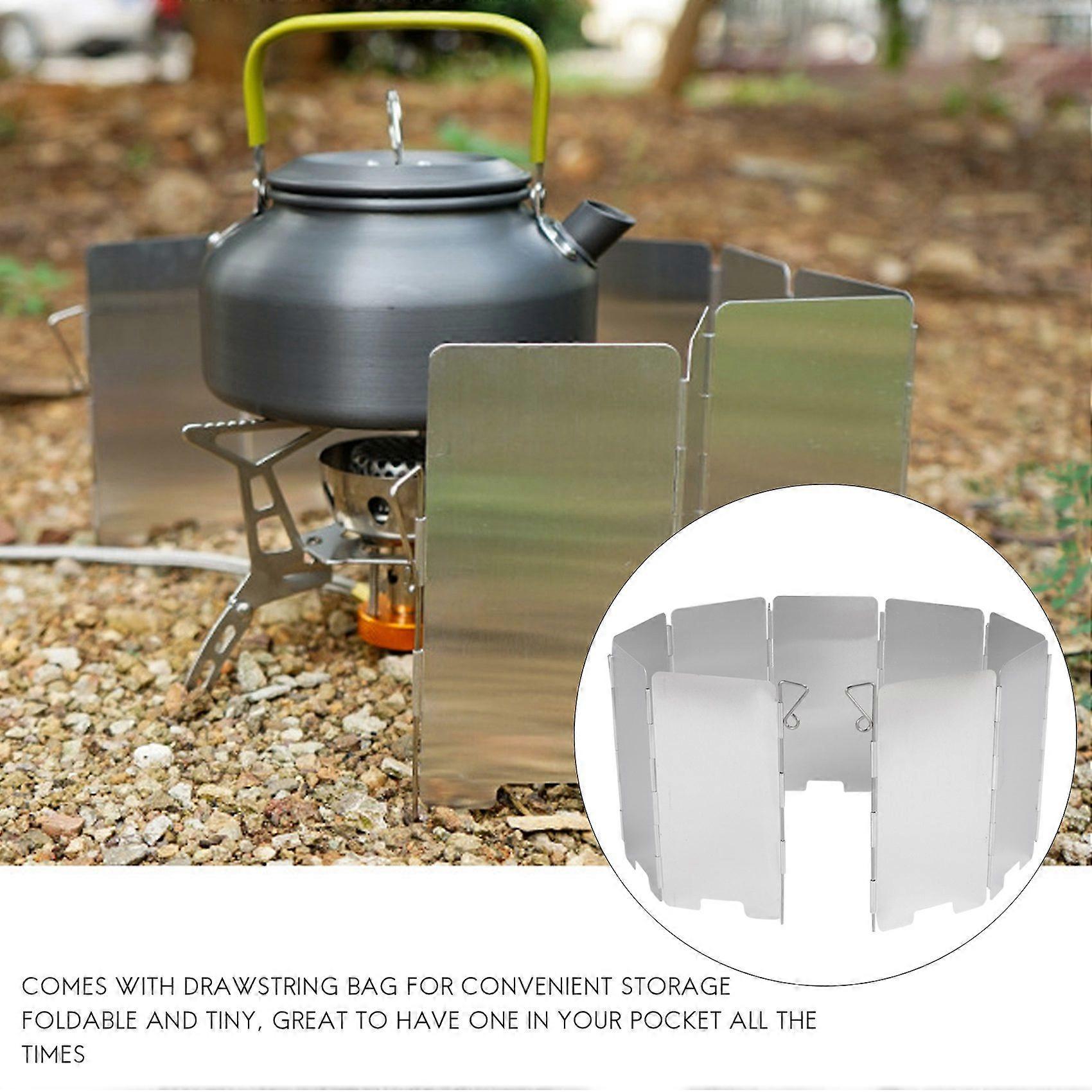 Camping Stove Windscreen Folding, 10 Plates Lightweight Camping Stove Windshield With Case Portable Camp Stove Windscreen Burner Windshield For Alcohol Stove Backpacking Stoves Butane Stoves-549165