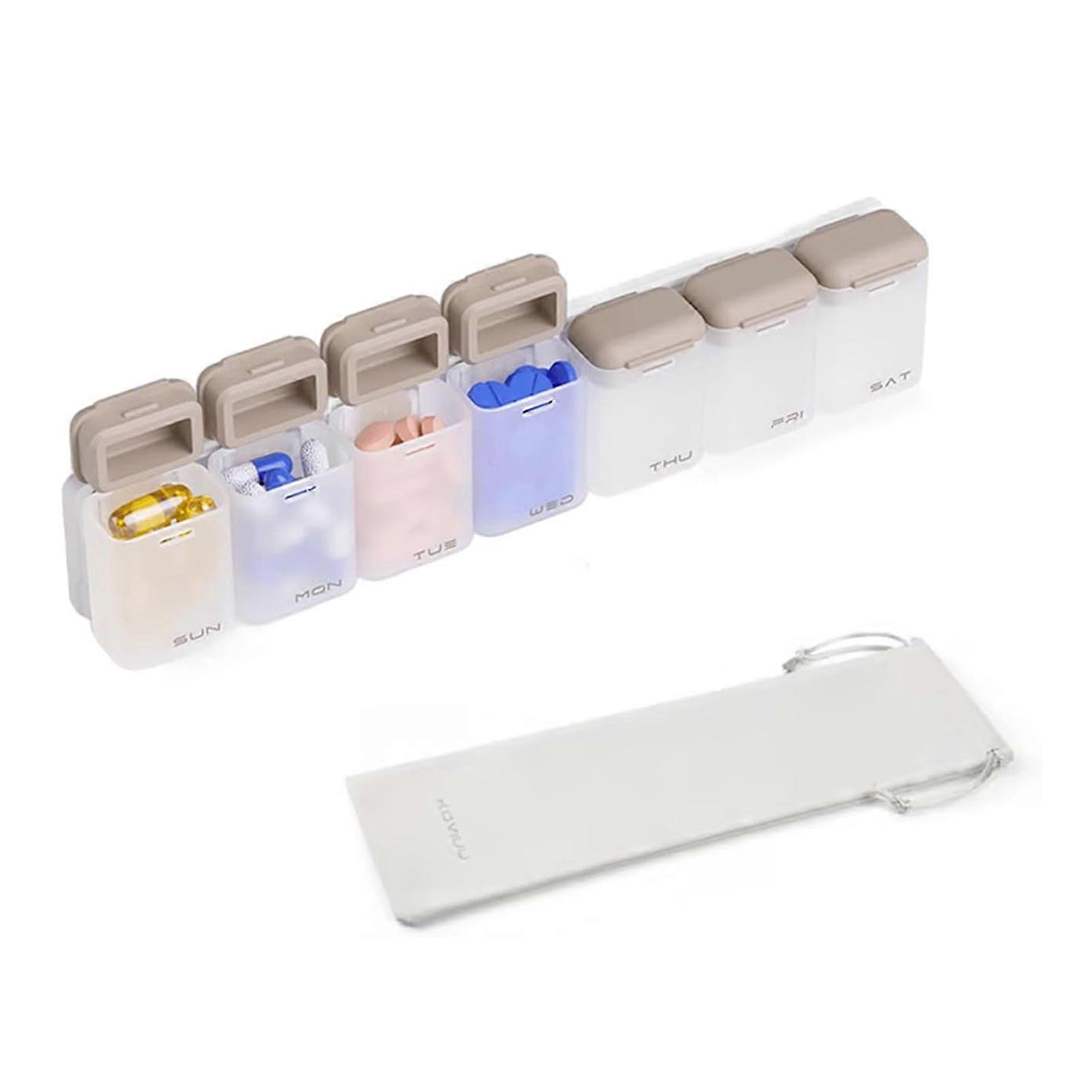 Magnetic Weekly Pill Organizer - Daily Travel 7 Day Pillbox Removable Medicine Dispenser Box for Vitamins & Supplements