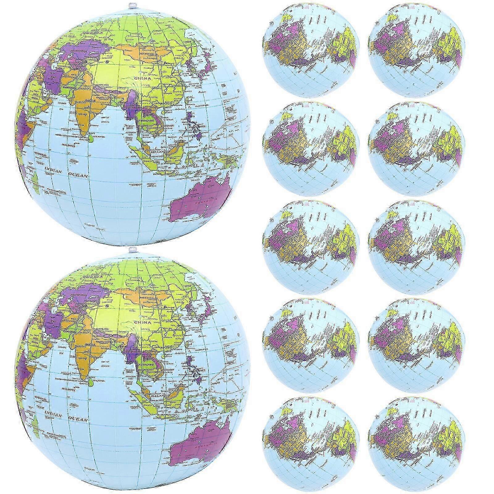 12pcs Inflatable Beach Balls Inflatable Pool Ball Inflating Globe Shaped Balls