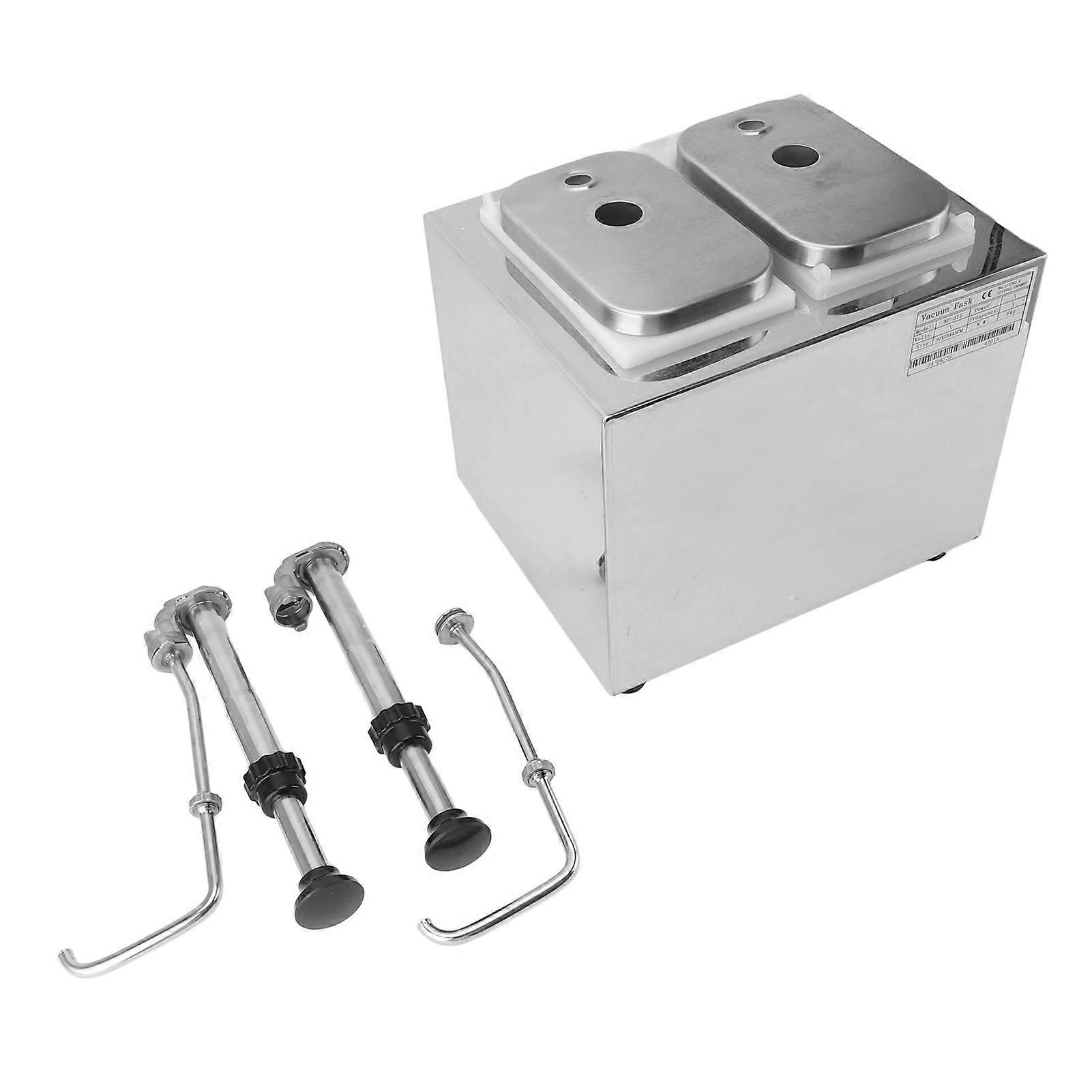 Nacho Cheese Dispenser with Pump Stainless Steel Rustproof Maintain Optimum Temp Dual Head Sauce Warmer for Commercial Use