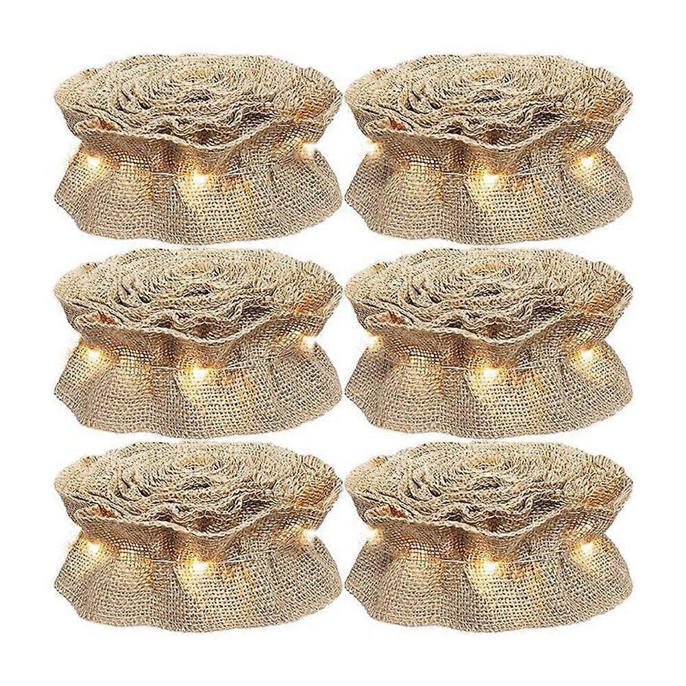 6 Rolls LED Rustic Christmas Tree Garland Ribbon Craft Brown