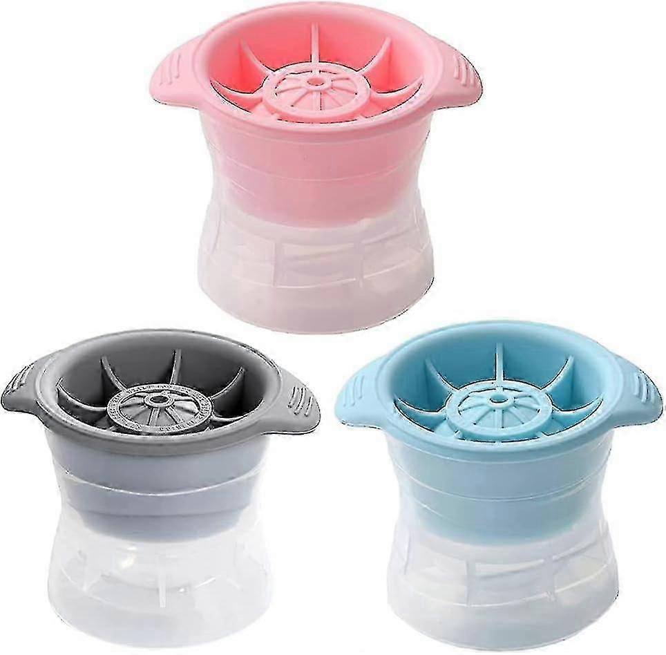 3 Pcs Silicone Ice Ball Makers Reusable Shapes Ice Cube Tray Sphere Ice Moulds For Whiskey Cocktails Soda Drinks Beverages
