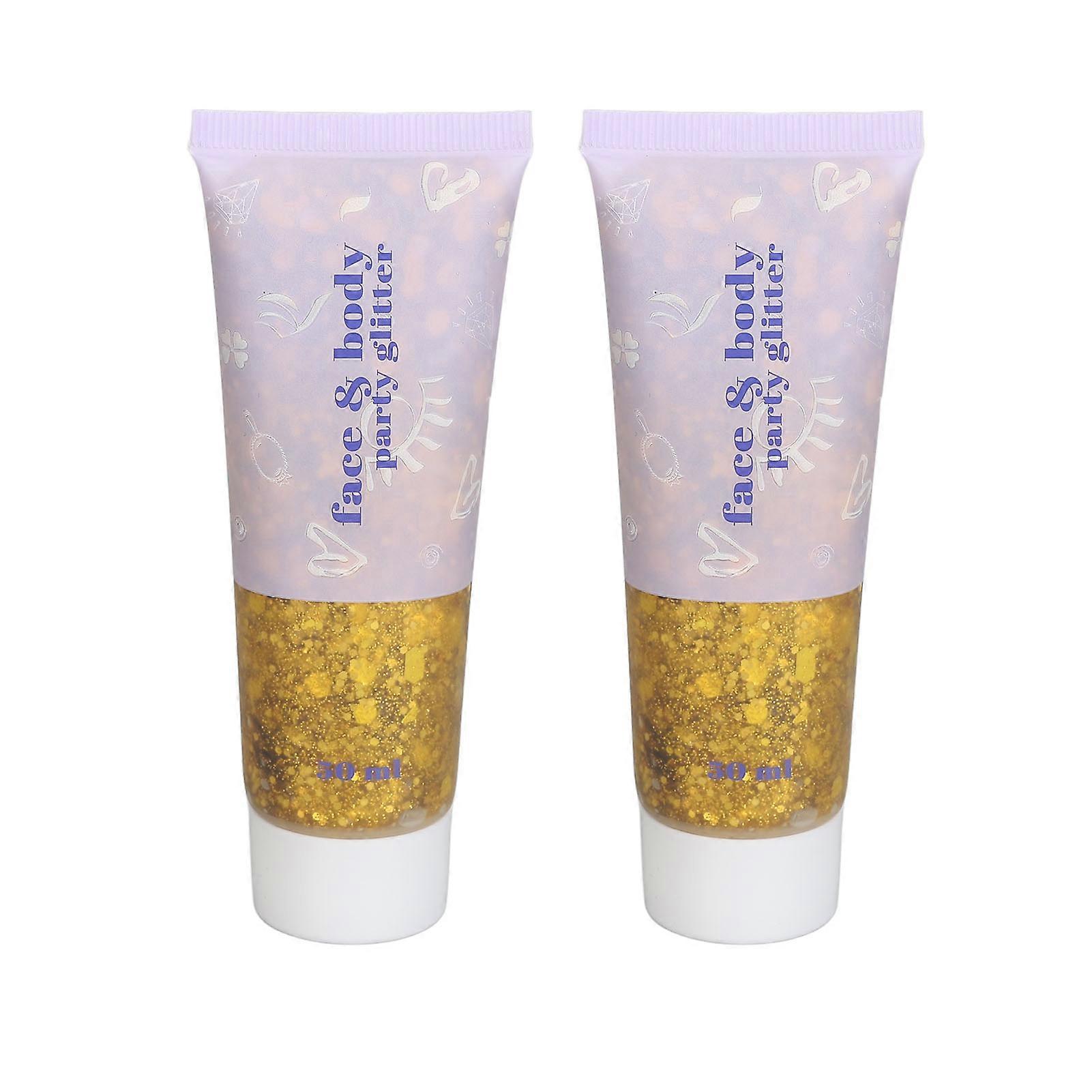 Face Body Sequin Gel Safe Irritating Free Sparkling Easy Cleaning Makeup Glitter Gel for Party Concerts 50ml 2pcs Gold