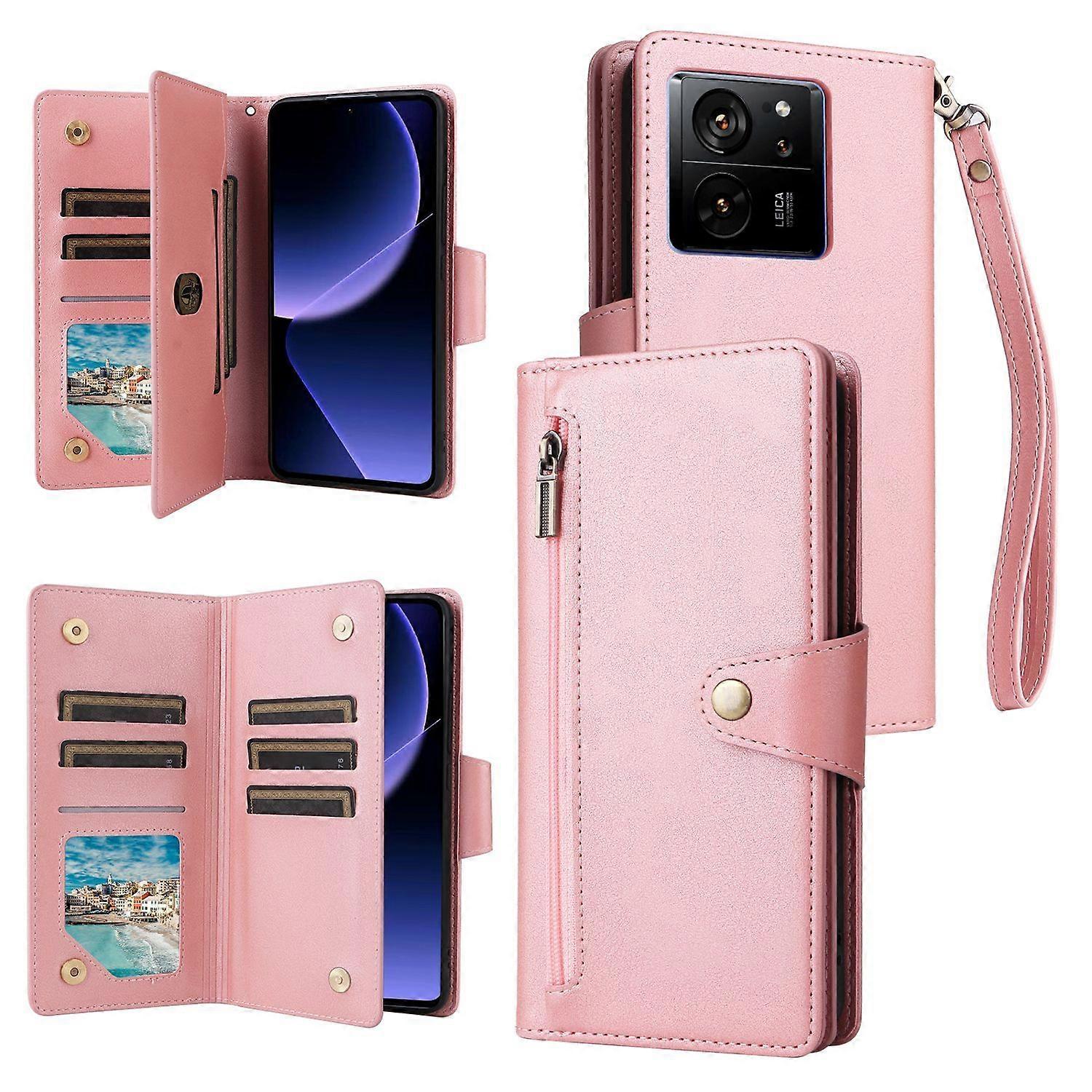 Compatible with Xiaomi 13T/13T Pro Case PU Leather Magnetic Flip Zipper Card Holder Wallet Cover