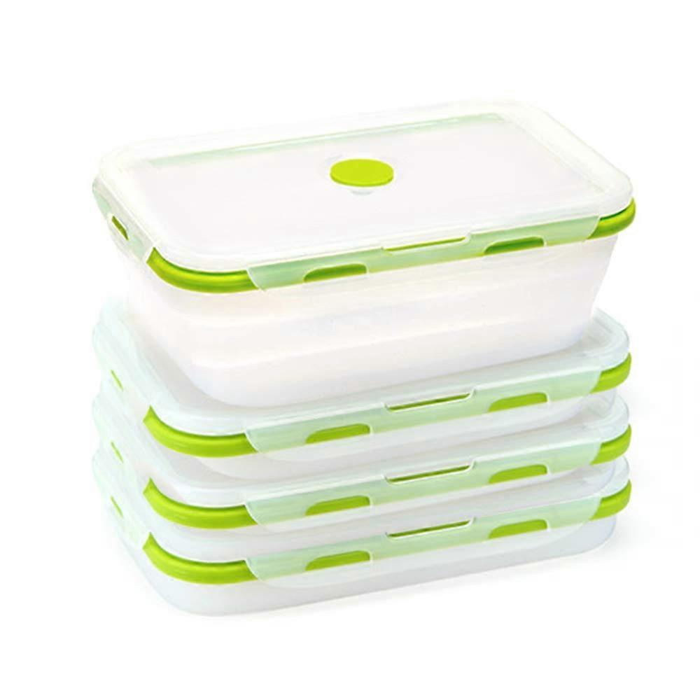 4 Pack Collapsible Silicone Food Storage Container Microwave Oven Freezer and Dishwasher Safe Same Capacity