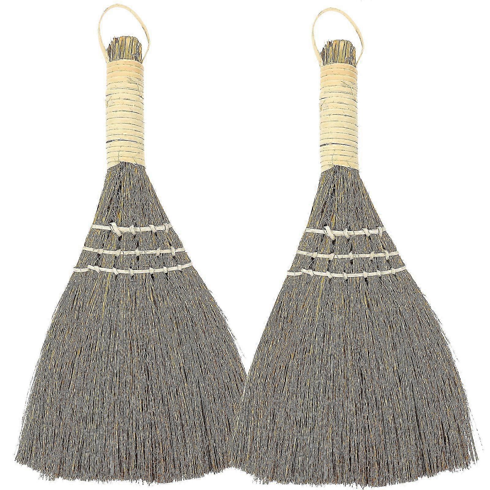 2Pcs Desktop Broom Small Broom Short Handle Dust Brush Desktop Dust Duster for Home