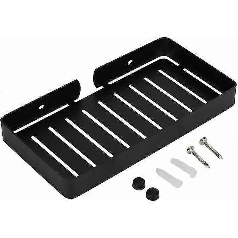 Bathroom Shelf Soap Holder Wall Mounted Stainless Steel Drain Rack (Black) Edition
