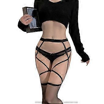 Women's Crisscross Strappy Stay Up Suspender Pantyhose Silk Sheer Tights Garter Belt Thigh High Stockings Lingerie Socks  Red