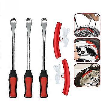 Tire Replacement Lever Tool Motorcycle Bicycle Tire Replacement Lever Rim Protector Car Scoop Tire Kit (3 Crowbars + 2 Protective Covers)
