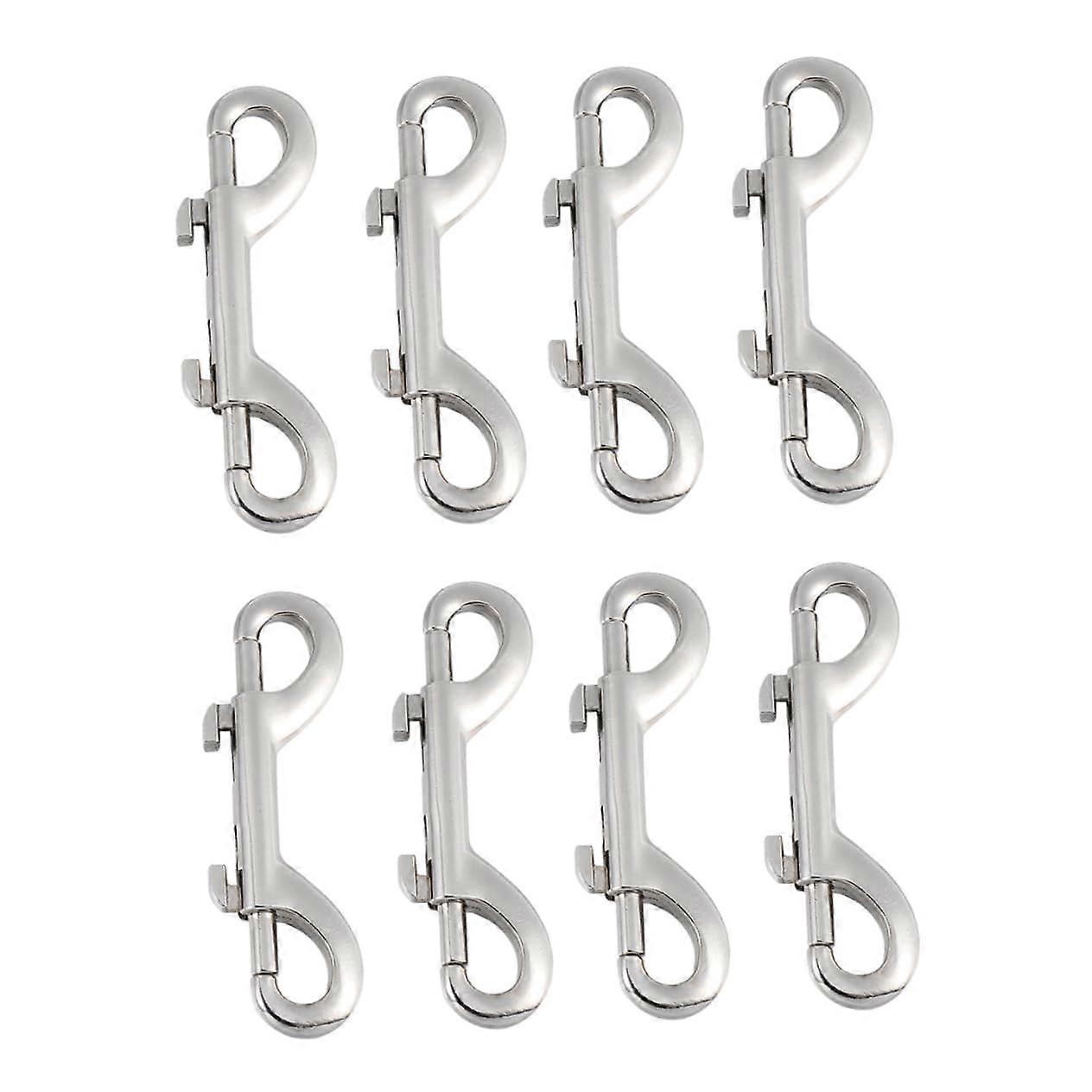 Double Ended Pulling Buckle Snaps Hook,Double-End 8pcs Two end Binding Hook Brass Keychain Double Ended Hook(Silverx3pcs,8.9X2CM)