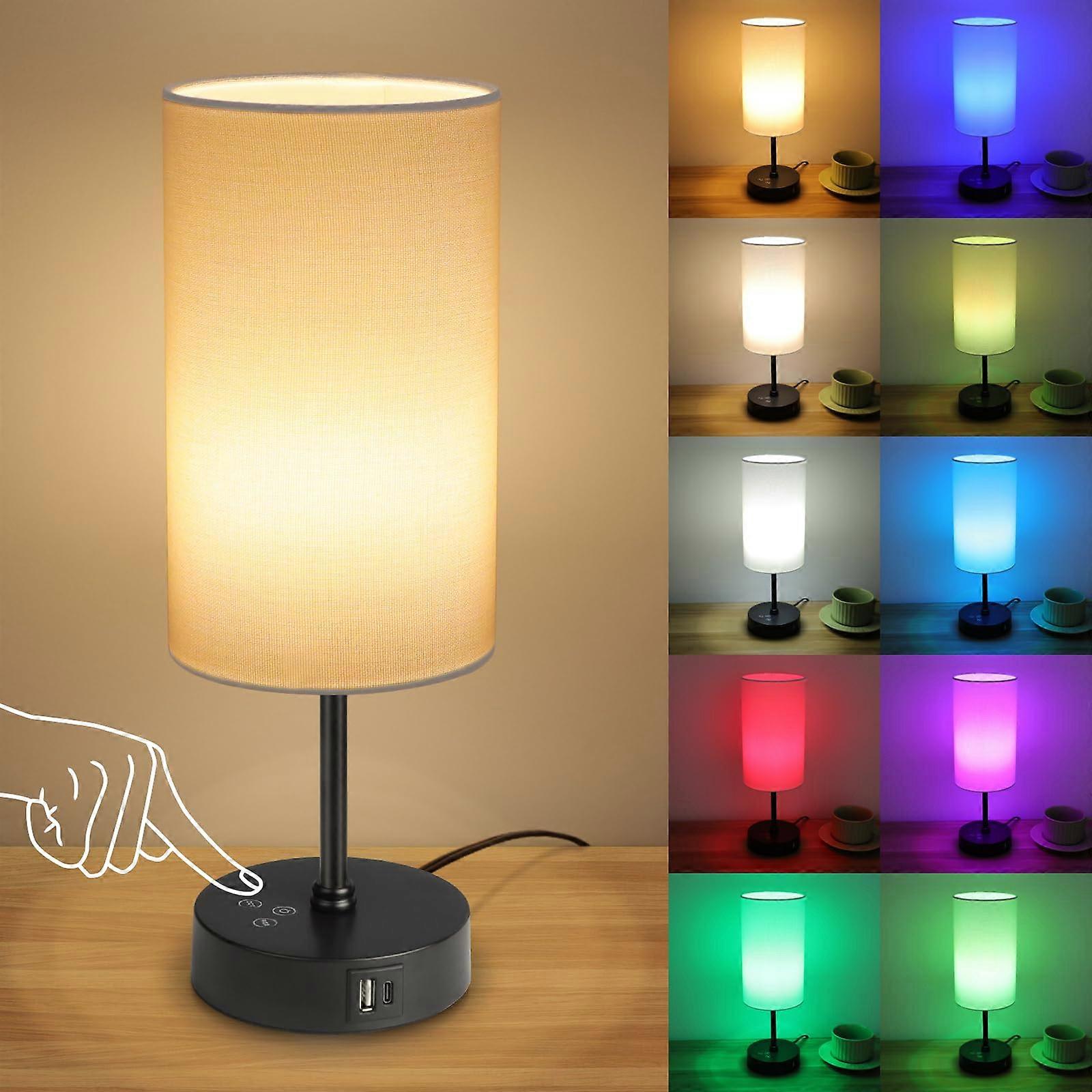 Table Lamp,3 CCT 3000K/4500K/6500K RGB Color Changing,Stepless Dimmable Touch Control