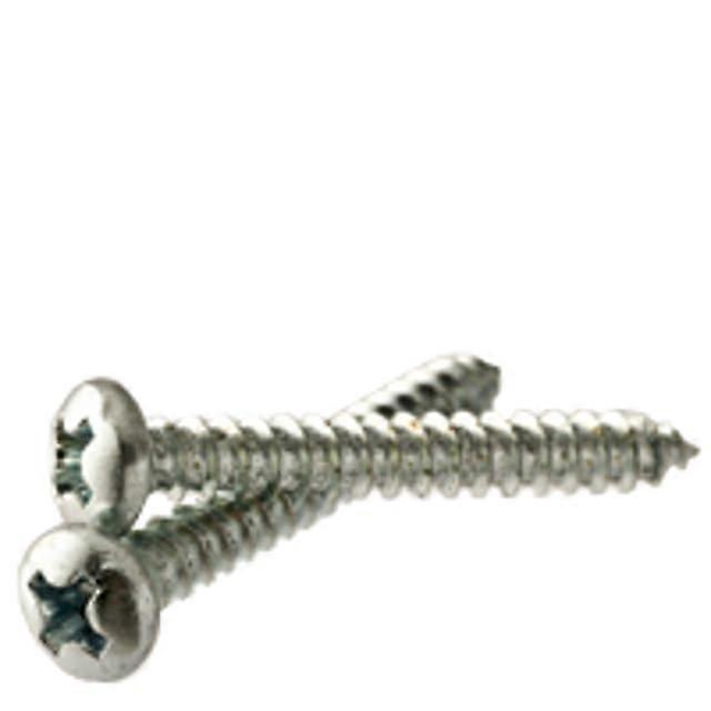 424 x 1/4' Self Tapping Screws, Pan Head Phillips, Type AB, Zinc Cr3, Fully Threaded, 25 Pack