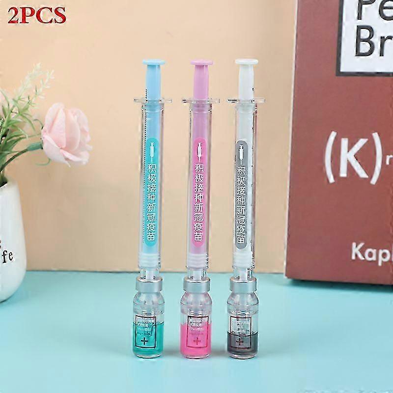 2PC New Push-Pull Simulation Syringe Shape Office Learning Pen Neutral Signature