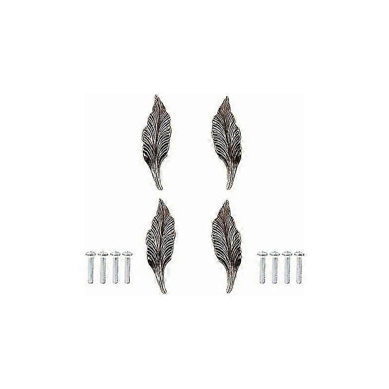 JiaWei 4pcs Long Leaf Shaped Bronze Knobs and Knobs Handles Kitchen Cabinet Pulls Dresser Cupboard Handles 90w