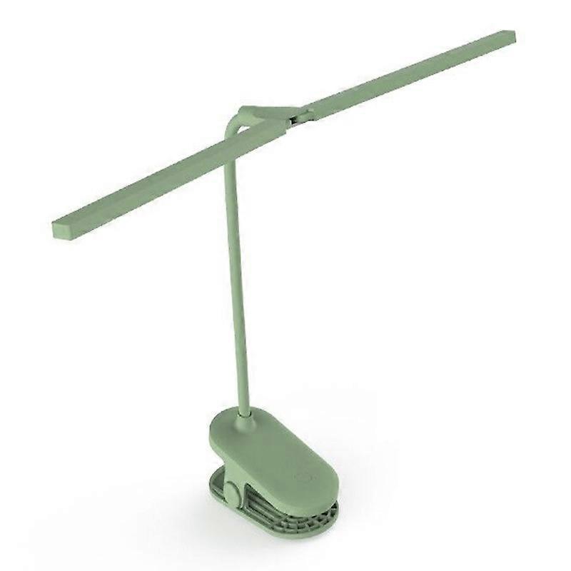 TD5 Double Lamp Head USB Desktop Clip Table Lamp,Style: Rechargeable Version (Green)