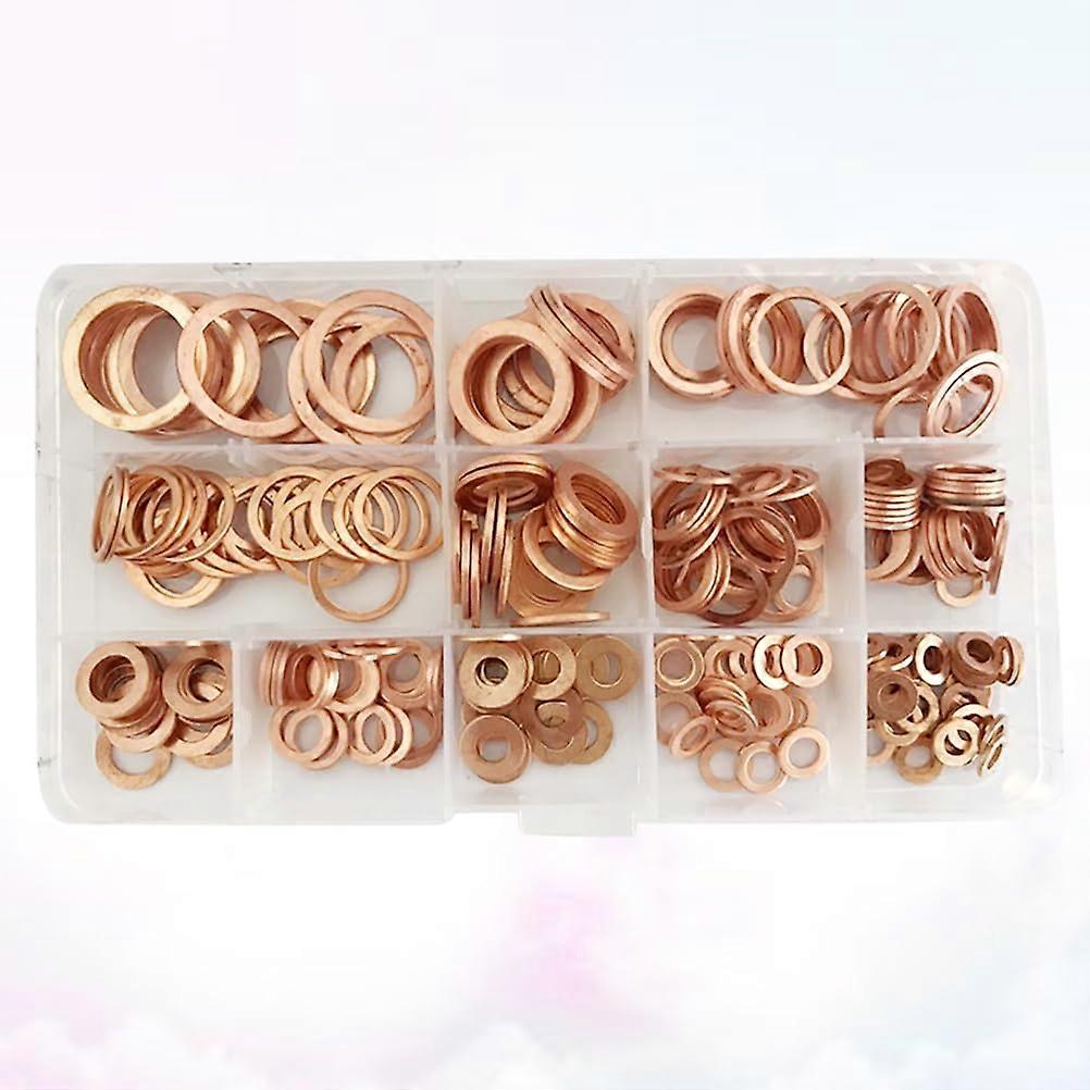 300pcs Copper Metric Sealing Washers Assortment Set to M20 - (Color: As Shown)