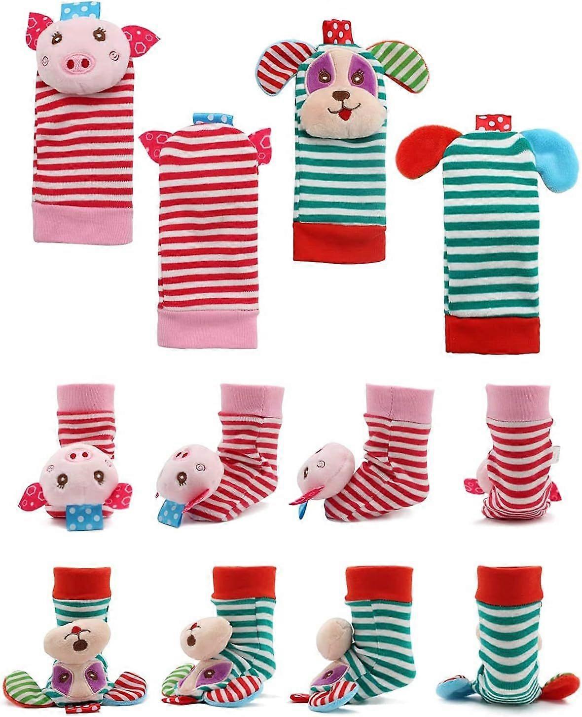 Baby toys, wrist rattles and foot detection socks