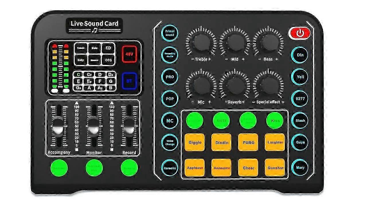 Professional audio mixer, live sound card and audio interface with DJ effects-support 48v microphone