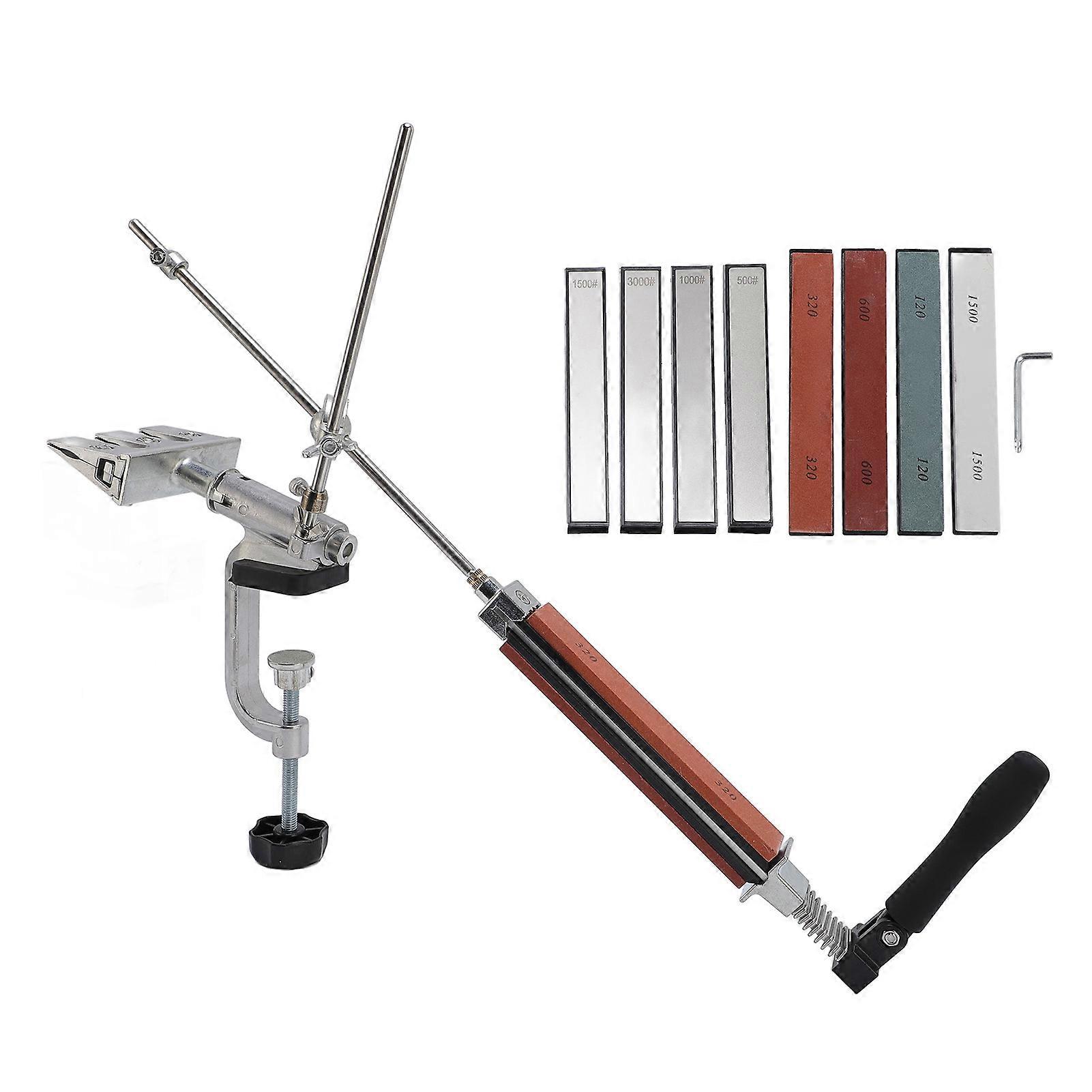 Fixed Angle Sharpener with 8 Whetstones 360 Degree Flip Professional Sharpening System for Kitchen Tool Blade Grinding