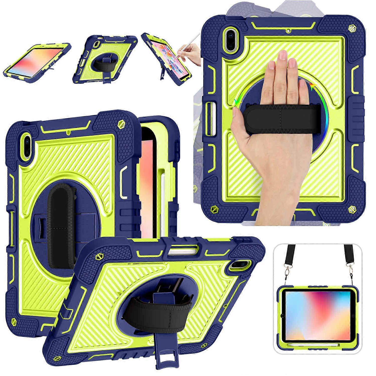 For Apple iPad 11th Gen A16 2025 / 10.9 2022 Stand-Up Outdoor Hybrid Blue / Green 360 Degree with Retaining Loop Case