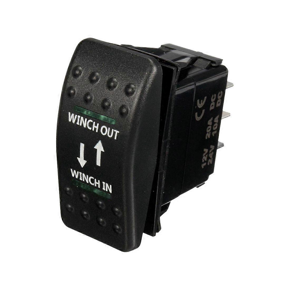 12V 20A In Out ON-OFF-ON Rocker Switch 7 Pin LED green