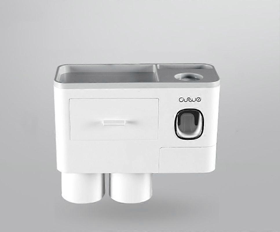 Wall Mounted Toothbrush Holder with Toothpaste Dispenser Large Capacity Tray (santanxing)