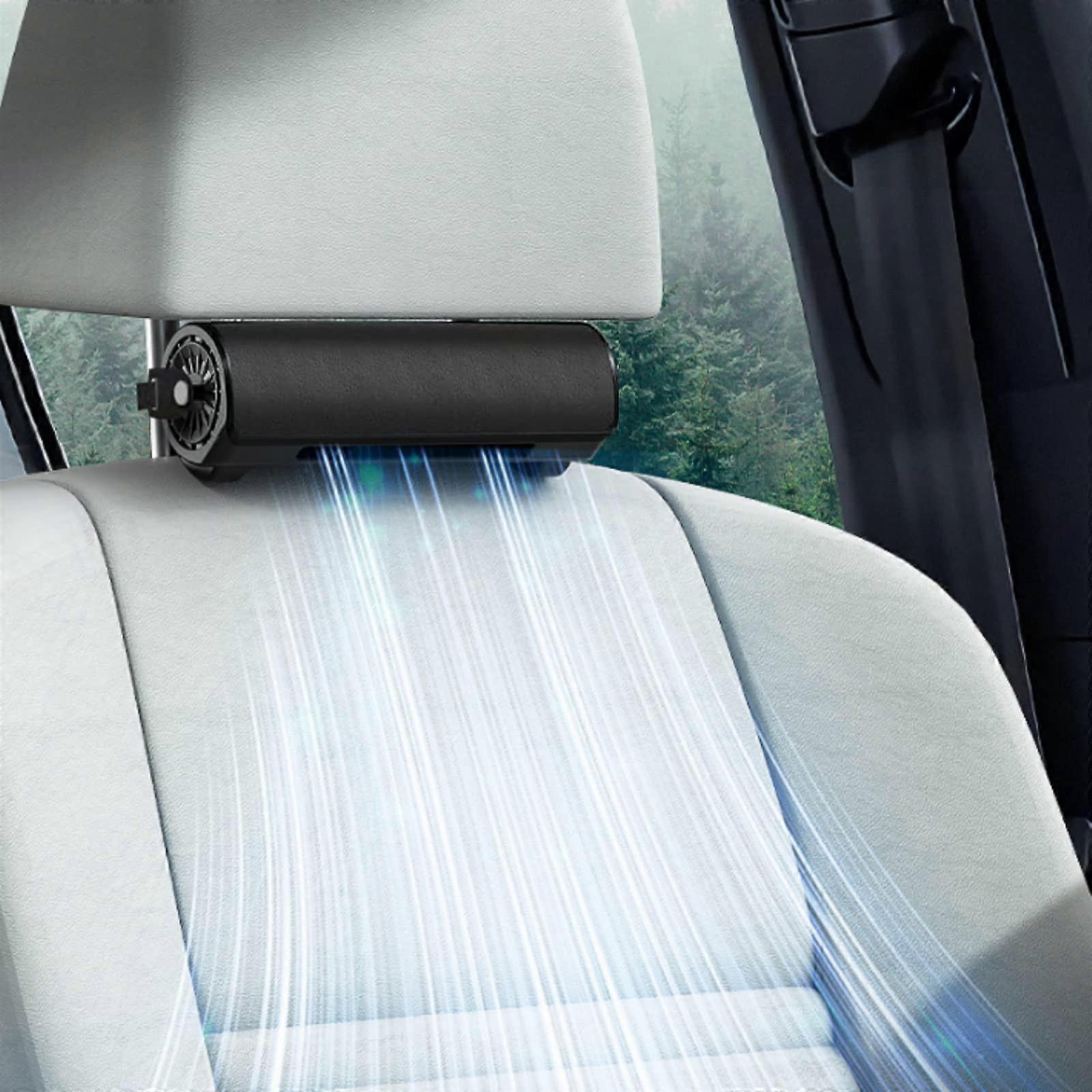 Car Headrest Fan USB Powered for Front and Rear Seat Passengers, 3 Speed Adjustable, Compact and Portable Design