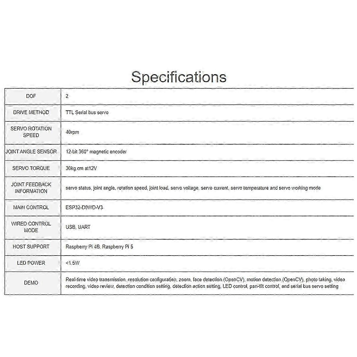 360 Omnidirectional High-torque 2-axis Expandable Pan-tilt Camera Module, Driven By Serial Bus Servos Eu Plug