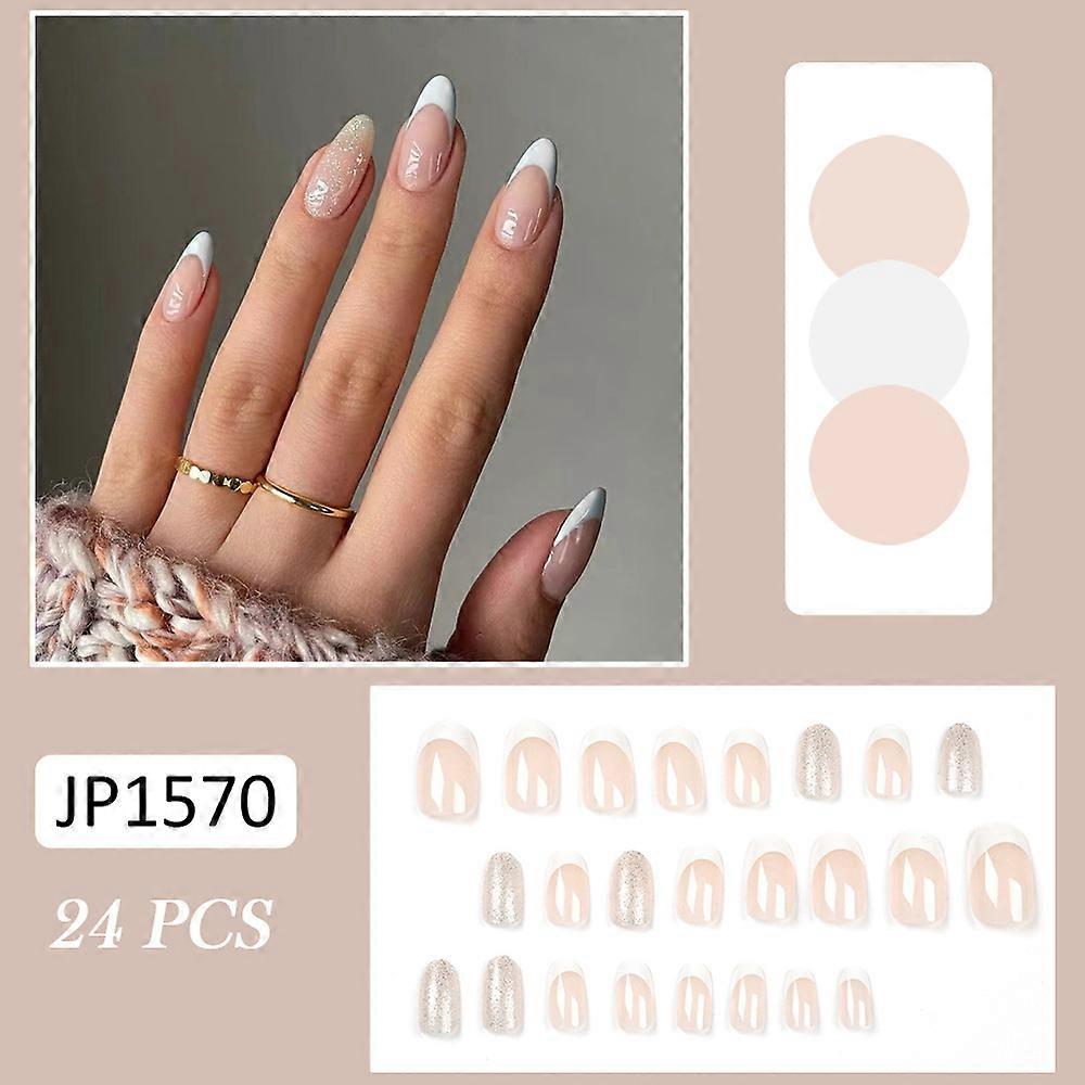 24pcs False Nails Artificial 24pcs White Edge
