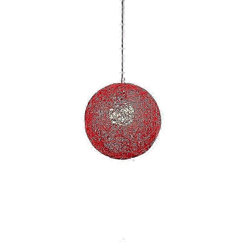Red Bamboo, Rattan And Ball Chandelier Individual Creativity Spherical Rattan Nest Lampshade