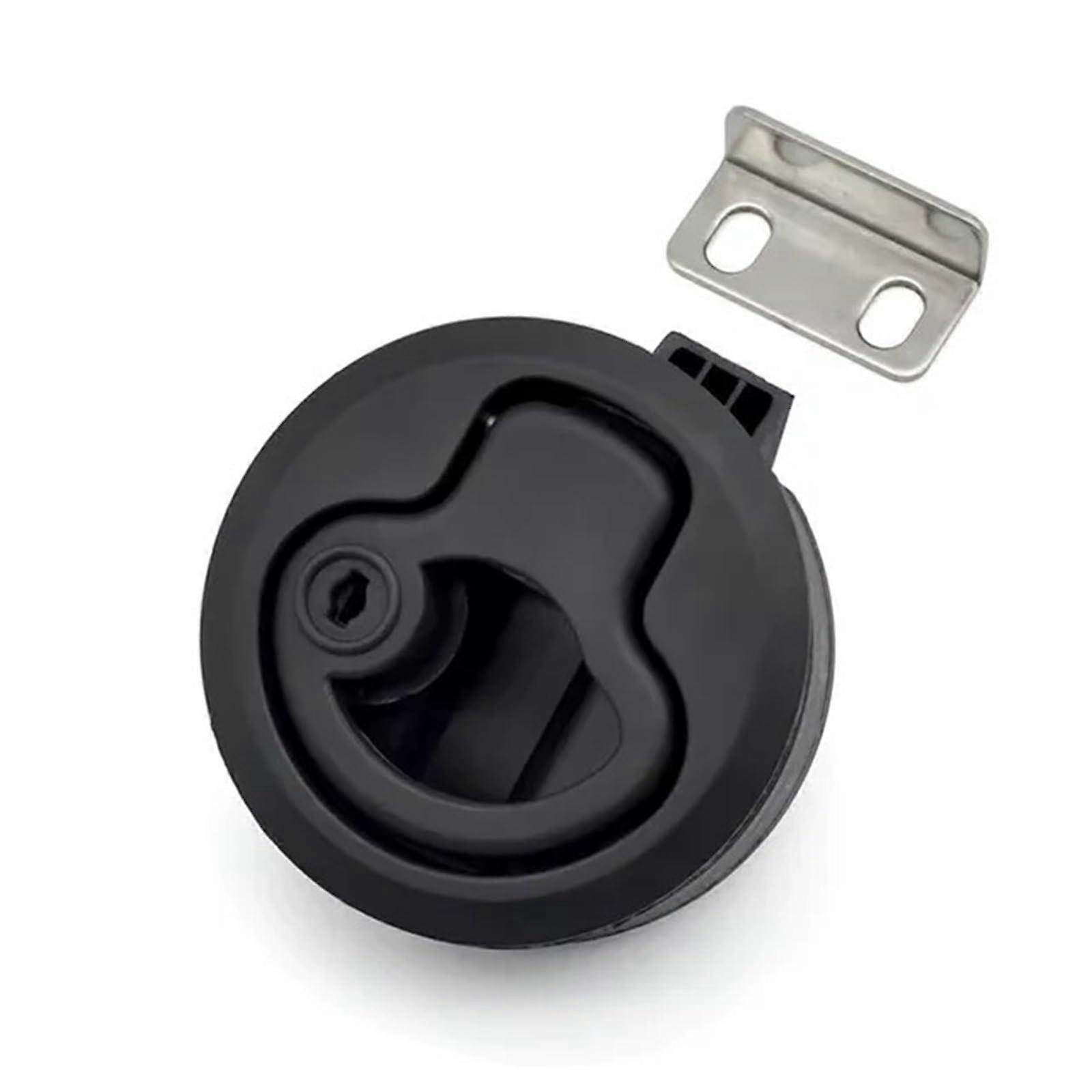 Plastic Black Round Lock Handle Cam Lock Fittings for Deck Boat Marine Hardware Accessory with Key, 1 Piece