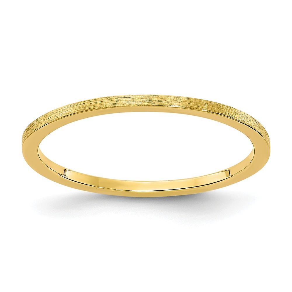 14k Solid Yellow Gold 1.2mm Flat Satin Stackable Band Ring-Stackable-Ring for Women and Men - Ring Size: 4 to 10