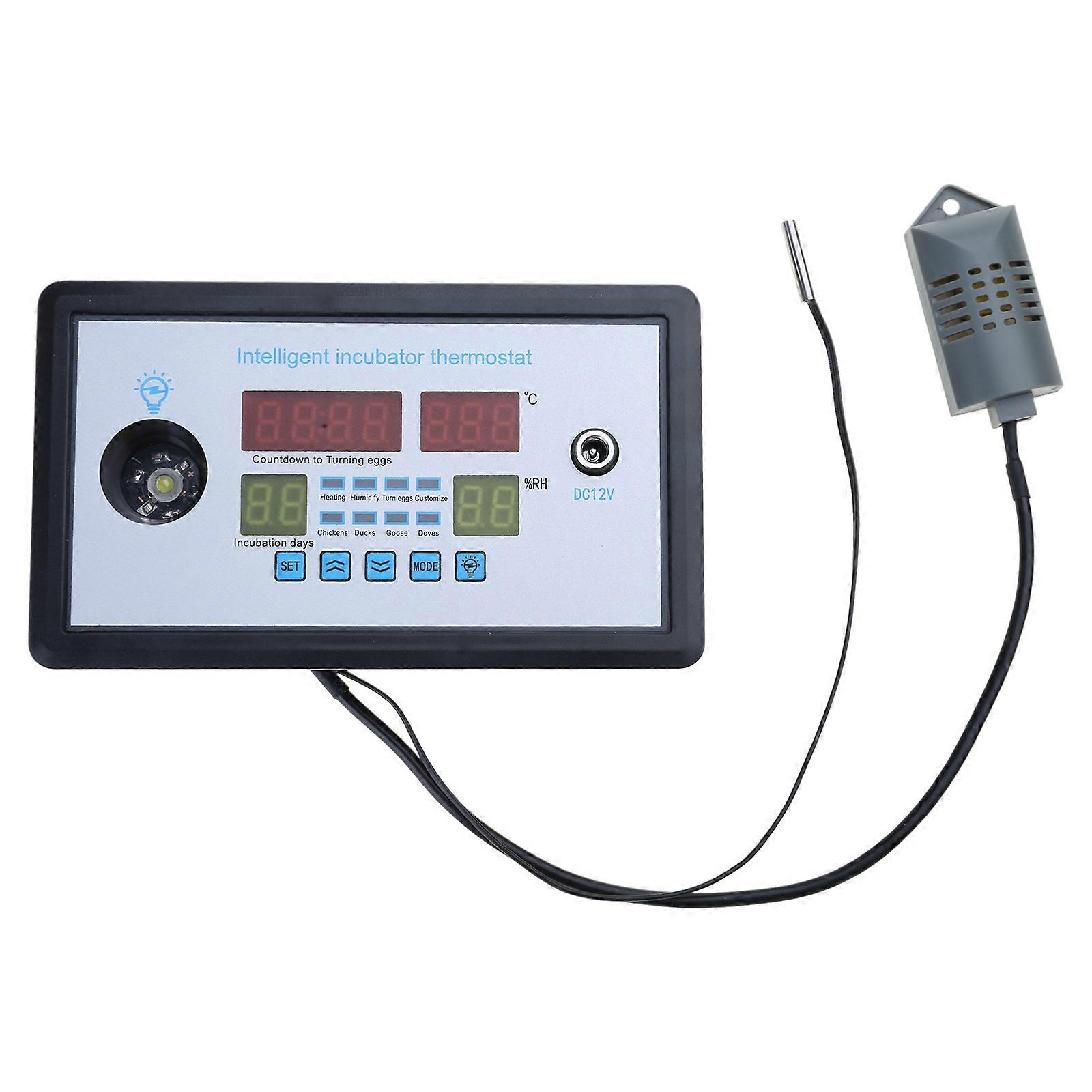 Digital Thermostat for Incubator Temperature Controller DC12V with 3.3ft Temp and Humidity Probe Heater Freezer