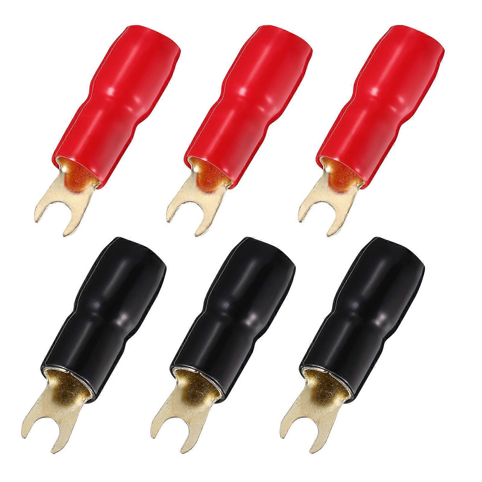 Durable Gold Plated Crimp Barrier Spades Fork Adapter 4 Gauge Wire Terminals Connectors for Car Audio Amp Speaker