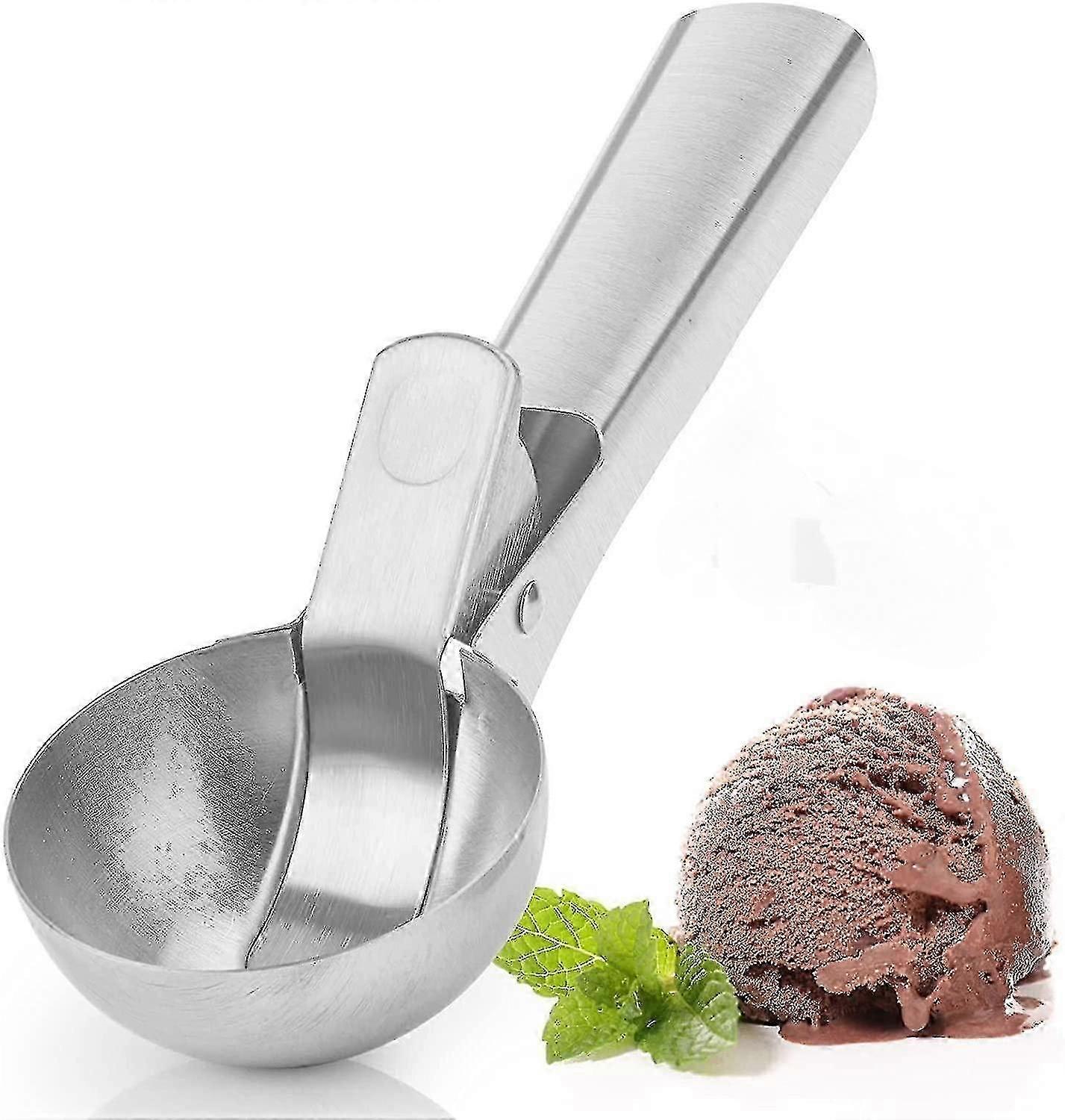 بريميوم الفولاذ المقاوم للصدأ الآيس كريم مغرفة مع الزناد الآيس كريم سكوبر غسالة صحون آمنة، الثقيلة المعدنية الآيس كريم مغرفة ملعقة مع مقبض مضاد للتجمد