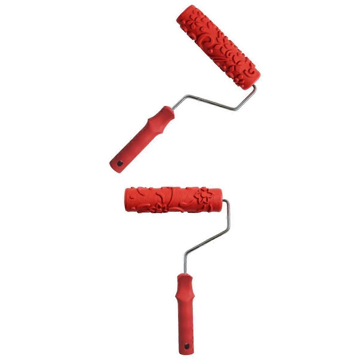 2x 7\'\' Flower Pattern Painting Roller Rubber Painting Tool