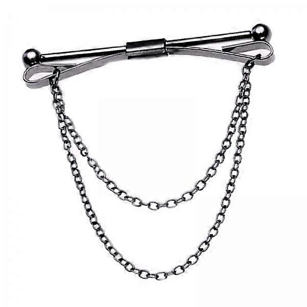 Elegant Men's Collar Bar Pin And Chain Set for Sophisticated Looks
