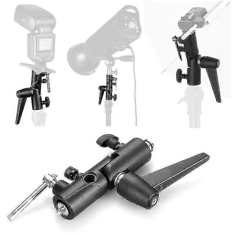 Flash Bracket H-type Swivel Umbrella Holder Adapter Adjustable 1/4" 3/8" For Flash Light Stand Mount