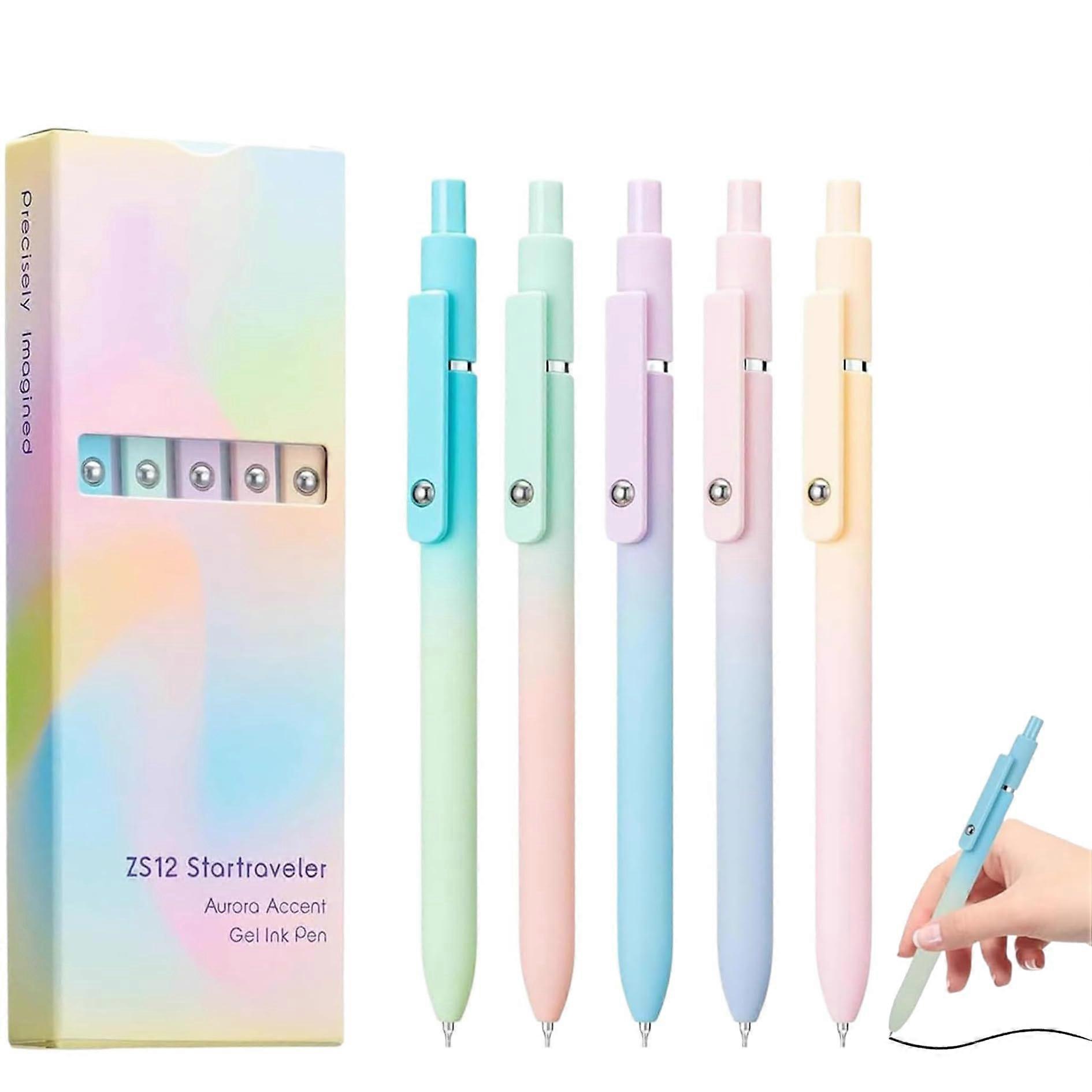 Emboadlie 5 Pcs Gel Ink Pens, 0.5mm Black Quick Ink, Drying for Smooth Writing Ref: 6319