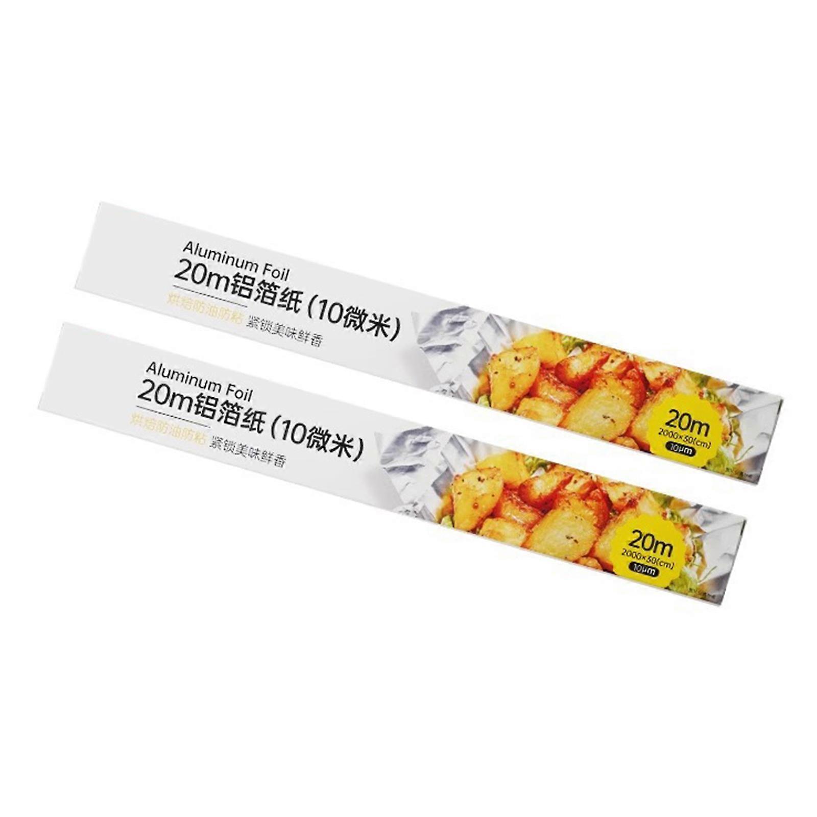 2 Rolls Nonstick Baking Oven Aluminum Foil Easy to Use Aluminum Foil Sheet with Sawtooth for Efficient Baking